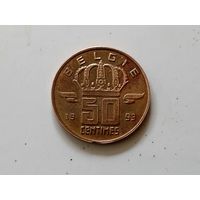 Бельгия 50 сантимов, 1993г. (-U)