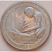 США 25 центов (квотер) 2020 D Marsh-Billings-Rockefeller Vermont