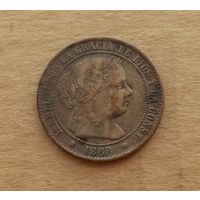 Испания, 2,5 сентимо 1868 г., Изабелла II (1833-1868)