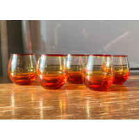 Рюмки крупные селеновое стекло цветное стекло винтаж Чехословакия