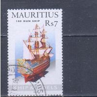 [378] Маврикий 2005. Корабль.Парусник.Модель.7 р. Гашеная марка.