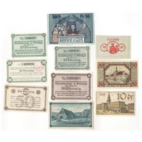 Германия комплект нотгельдов 1918-1922 гг. 10 шт. Состояние UNC