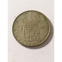 Швеция 1 крона 1964. Серебро.