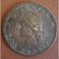 Монета 2 сентаво 1890 год. Аргентина.