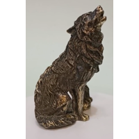 Статуэтка Волк воющий на Луну Бронза