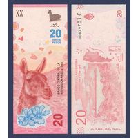 Аргентина, 20 песо 2017 г., P-361(2) (C, предок ламы - гуанако), UNC