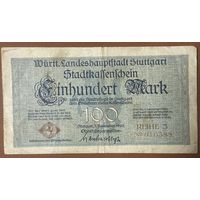 Банкнота 100 марок 1922 год. Штутгарт. Веймарская республика