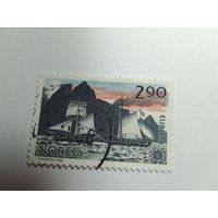 Марки  Парусник на фоне гор Норвегия 1988    1 шт. -  0,80 руб.