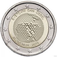 2 евро 2018 Словения Всемирный день пчёл UNC из ролла