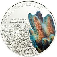 Тувалу 1 доллар 2011г "Коралл". Монета в капсуле; подарочном футляре; сертификат; коробка. СЕРЕБРО 15,50гр.(1/2 oz).