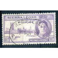 Британские колонии - Сьерра Леоне - 1946г. - Годовщина Победы во Второй Мировой войне, король Георг VI, 1 1/2 - 2 марки - гашёная [Mi 167]. #2-Be-62-B-1