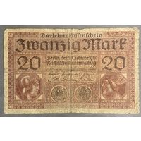 Банкнота 20 марок 1918 год. Германская империя.