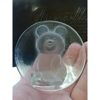 Плакетка Олимпийский мишка, стекло