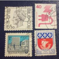 Марки ФРГ, Венгрия, Франция, Бельгия - 4 шт (цена за все) лот 14.