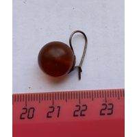 Старинная Серьга 875 СССР. Янтарь В Серебре