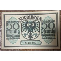 Нотгельд , 50 пфеннигов, Нёрдлинген 1918 год. Веймарская республика