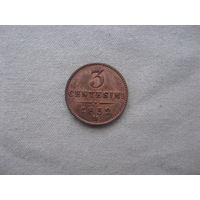 Ломбардия-Венеция 3 чентезимо 1852 год