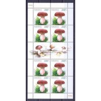 Армения грибы  флора 2 марки и 2 листа с купонами