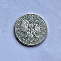 Монета СЕРЕБРО Польша 2 злотых 1934 год Ядвига ОТЛИЧНЫЕ