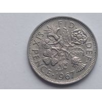 Великобритания. Елизавета II. 6 пенсов 1967