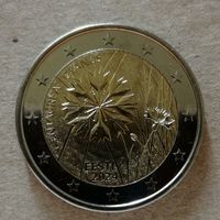 Эстония 2 евро 2024 год, "ВАСИЛЕК - национальный цветок Эстонии", UC# 115