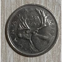 Монета 25 центов 1976 год. Канада. Королева Елизавета II