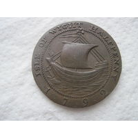 Супер редкие пол пенни ( 1\2 half penny) Роберт Берд Уилкинс Англия Newport 1792 год 27.8 мм диаметр шикарное состояние