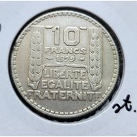 10 франков 1929 Франция Третья Республика! Серебро 10 грамм 680 пробы 0,219 унции! ВОЗМОЖЕН ОБМЕН!