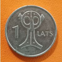 Латвия 2 Республика, 1 лат 2007 г., "СОВА (стилизованная застежка)",  KM# 86