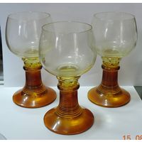 Бокалы стеклянные "Рёмер" Германия - 3 шт. Высота 16.5 см.