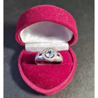 Перстень кольцо с нежноголубым камнем серебро 925 лот#1, С РУБЛЯ! МНОГО ЛОТОВ С РУБЛЯ БЕЗ МЦ!