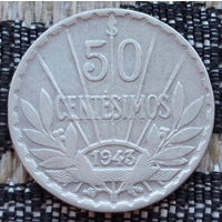 Уругвай 50 сентаво 1943 года. Серебро! Предложите свою цену или обмен!