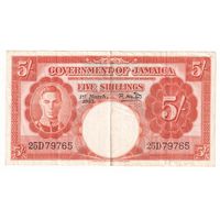 Ямайка 5 шиллингов 1953 года. Тип Р-37b. Состояние VF+