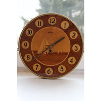 Часы настенные "Маяк-парусная фрегата" маркетри