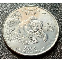 США 1/4 доллара, 2008 Квотер штата Аляска   P     ( 1-5-8 )