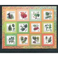 Беларусь 2004. Флора Стандарт. Деревья и кустарники. Малый лист с купоном **