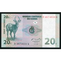Конго 20 Сантимов 1997 г. P83. Серия K. UNC