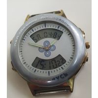 Редкие Крупные,комбинированые часы "Электроника" подсветка+Звук рабочие,За вашу цену!