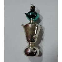 Ёлочная стеклянная игрушка "Самовар с чайником" 60-е годы СССР. Длина 11.5 см. Целая.