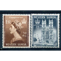Британские колонии - Западное Самоа - 1953г. - коронация королевы Елизаветы II - 2 марки - полная серия, MLH [Mi 107-108]. #2-Bc-62-A-1