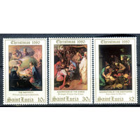 Сент-Люсия - 1980г. - Рождество, картины - 3 марки - полная серия, MNH [Mi 529-531]. #4-B6-Z-1-23