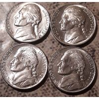 5 центов  1970D. 1989D. 1996D. 2000D США Джеферсон Состояние АU!