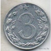 ЧЕХОСЛОВАЦКАЯ  РЕСПУБЛИКА. 3 ГЕЛЛЕРА 1953 г