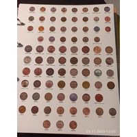 Лист информационный для монет полушка, денежка, 1/4 и 1/2 копейки, 1 пенни 1855 - 1881 г.