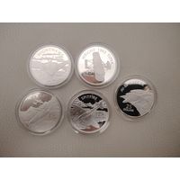 25 долларов Соломоновы острова.Авиация.Серебро 2003 год.5 штук одним лотом