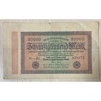 Банкнота 20000 марок 1923 год. Веймарская республика. С рубля без МЦ.