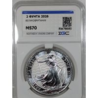 2 фунта 2026 Великобритания ms 70 ! Унция серебра!