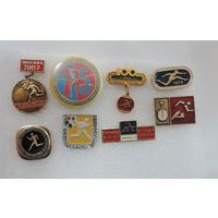 Значки спортивные "Лёгкая атлетика" СССР - 8 шт. Алюминий.