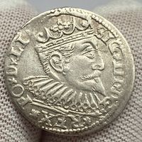 Сигизмунд III, Трояк (3 гроша) 1600 г., Рига. R1! Редкая монета в штемпельном блеске!