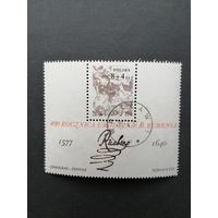 Польша 1977 Блок Mi.67 с маркой "400 лет со дня рождения Петера Пауля Рубенса" (гашение с клеем) Mi.2501 каталог 1.20 евро